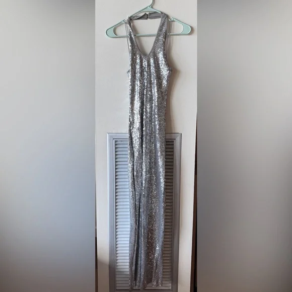 Mango Silver Sequin Halter Dress - Picture 6 of 6